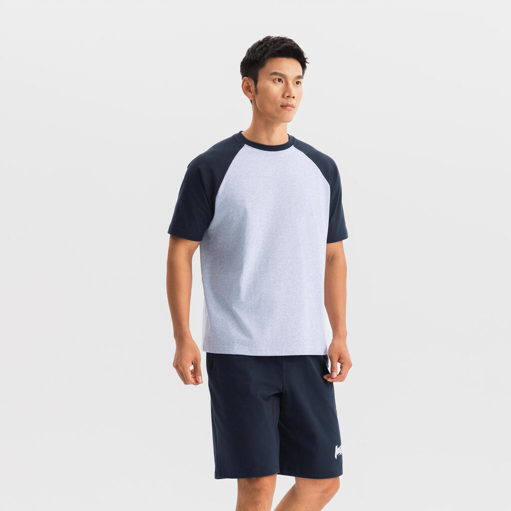 T-Shirt d’Entraînement à Manches Raglan pour Homme 520 - Gris Perle
