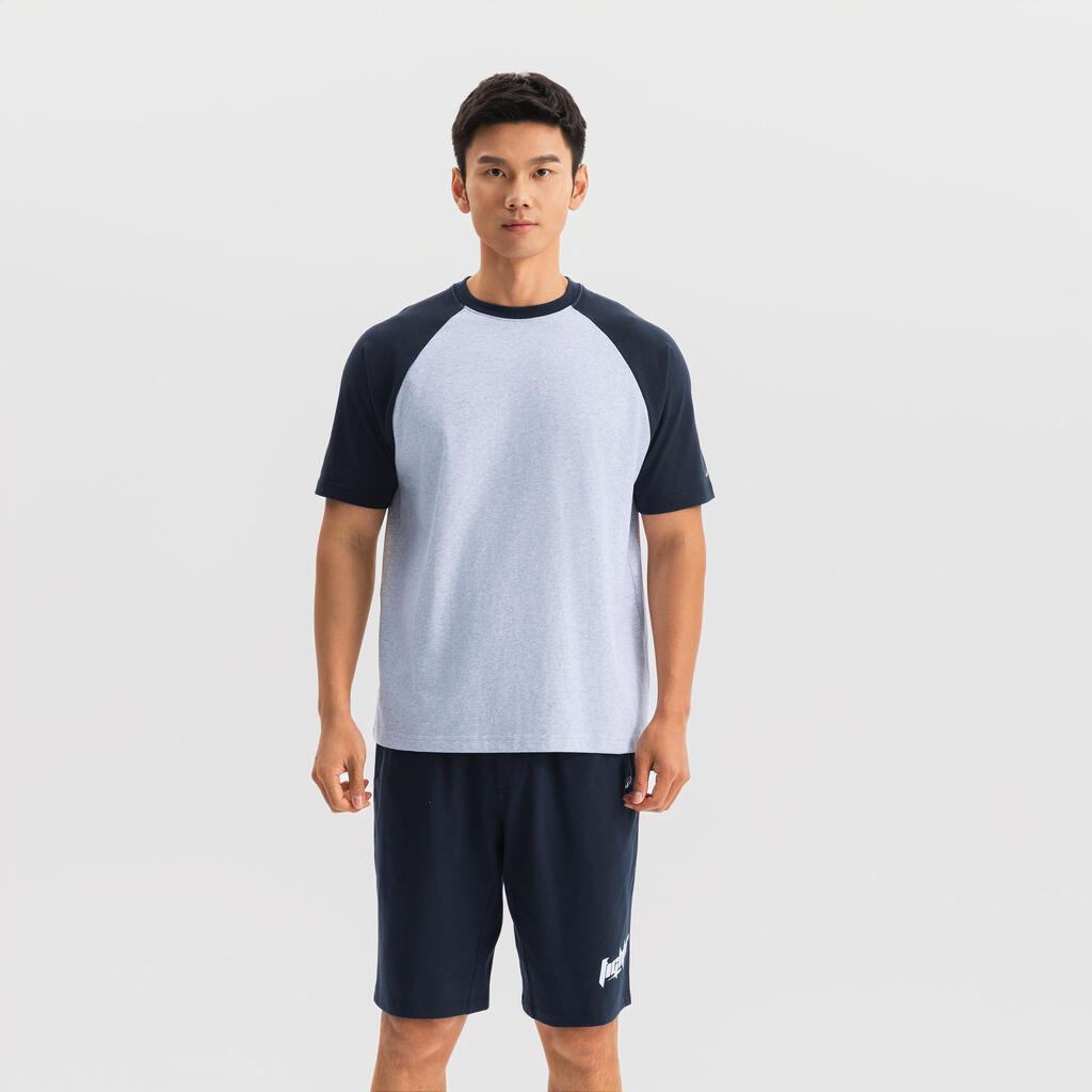 T-Shirt d’Entraînement à Manches Raglan pour Homme 520 - Gris Perle