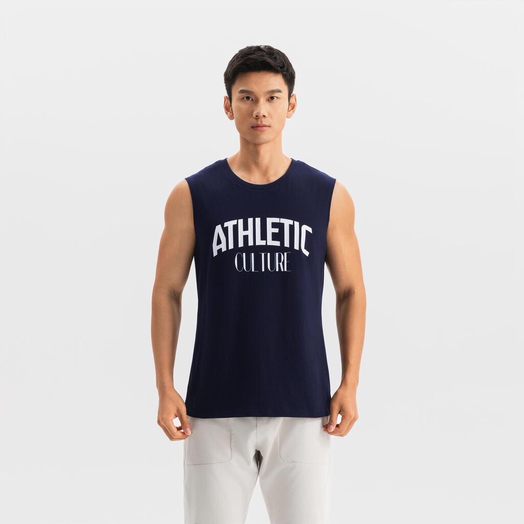 MEN COTTON TRAINING TANK COSMETO 500--bleu noir