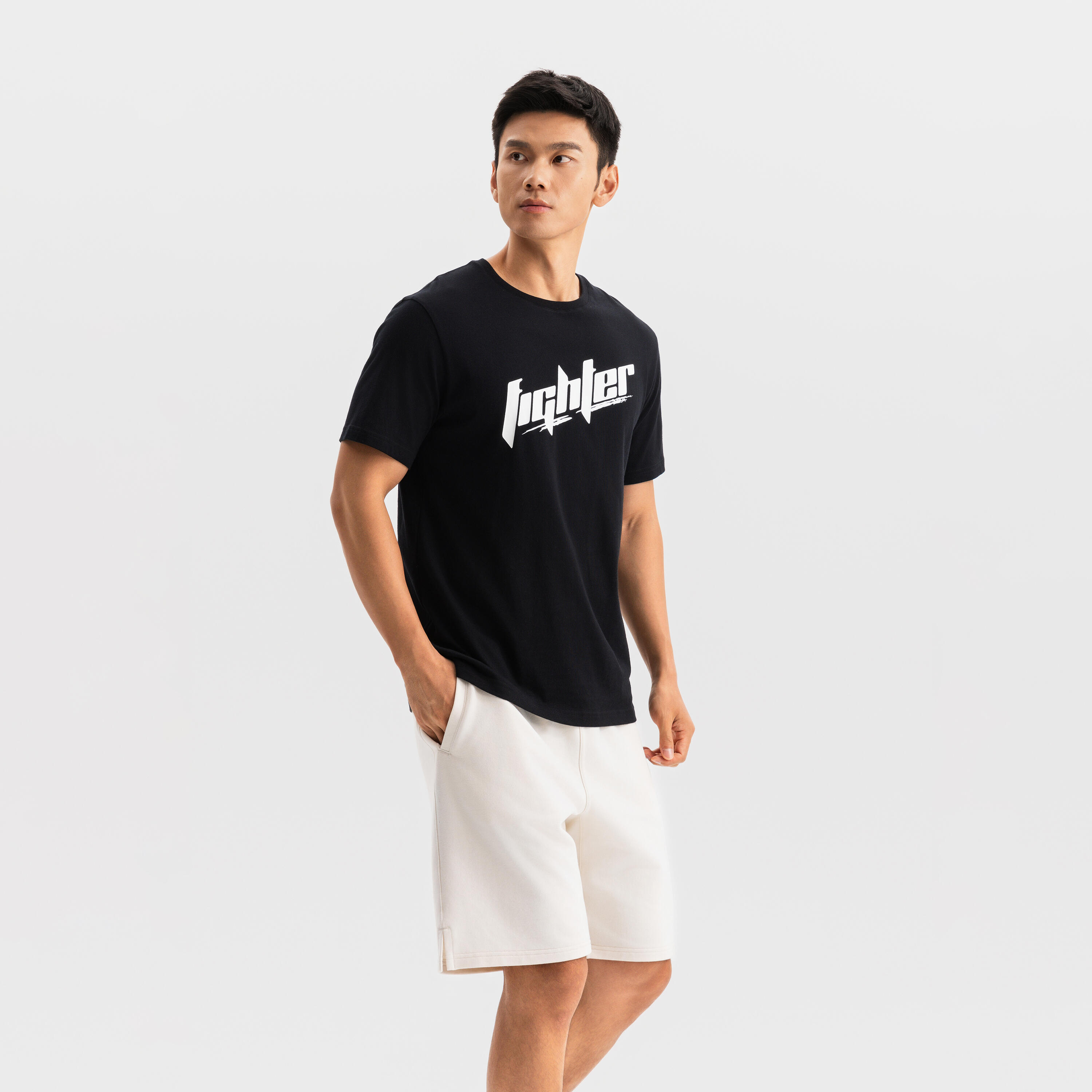 Crew Neck Short Sleeved Regular Fit Cotton Training Men's T-Shirt- Ultra Black