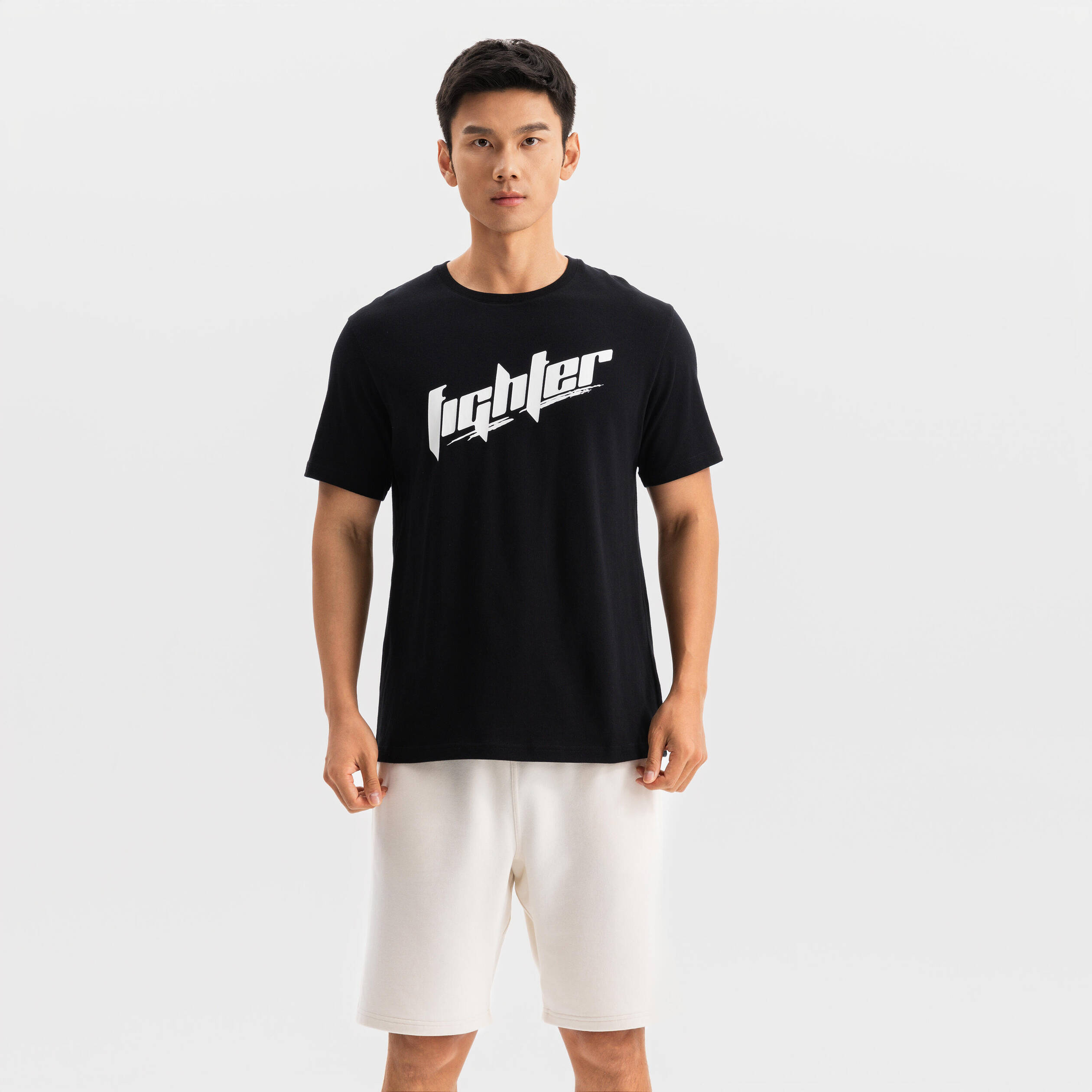 Crew Neck Short Sleeved Regular Fit Cotton Training Men's T-Shirt- Ultra Black