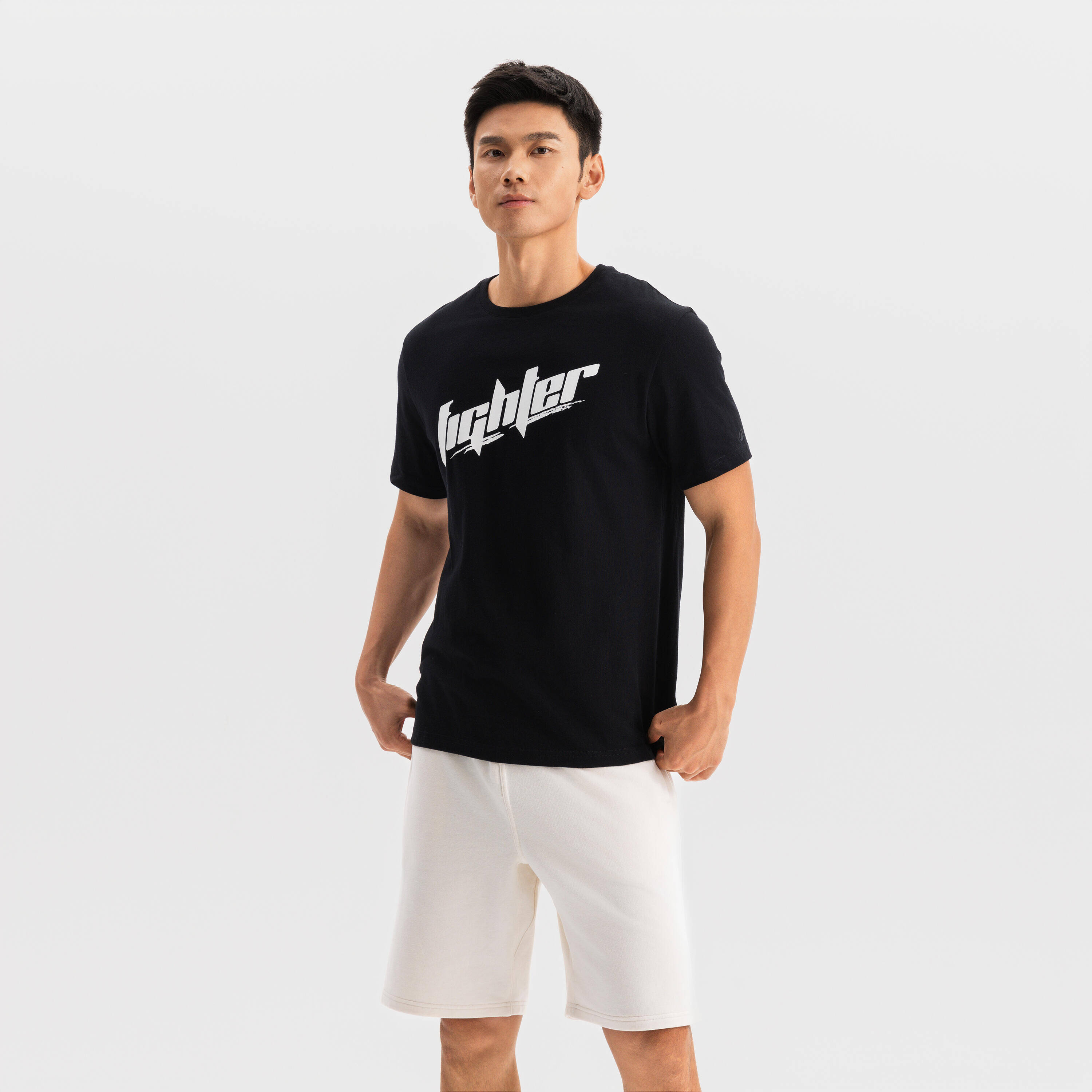 Crew Neck Short Sleeved Regular Fit Cotton Training Men's T-Shirt- Ultra Black -  4