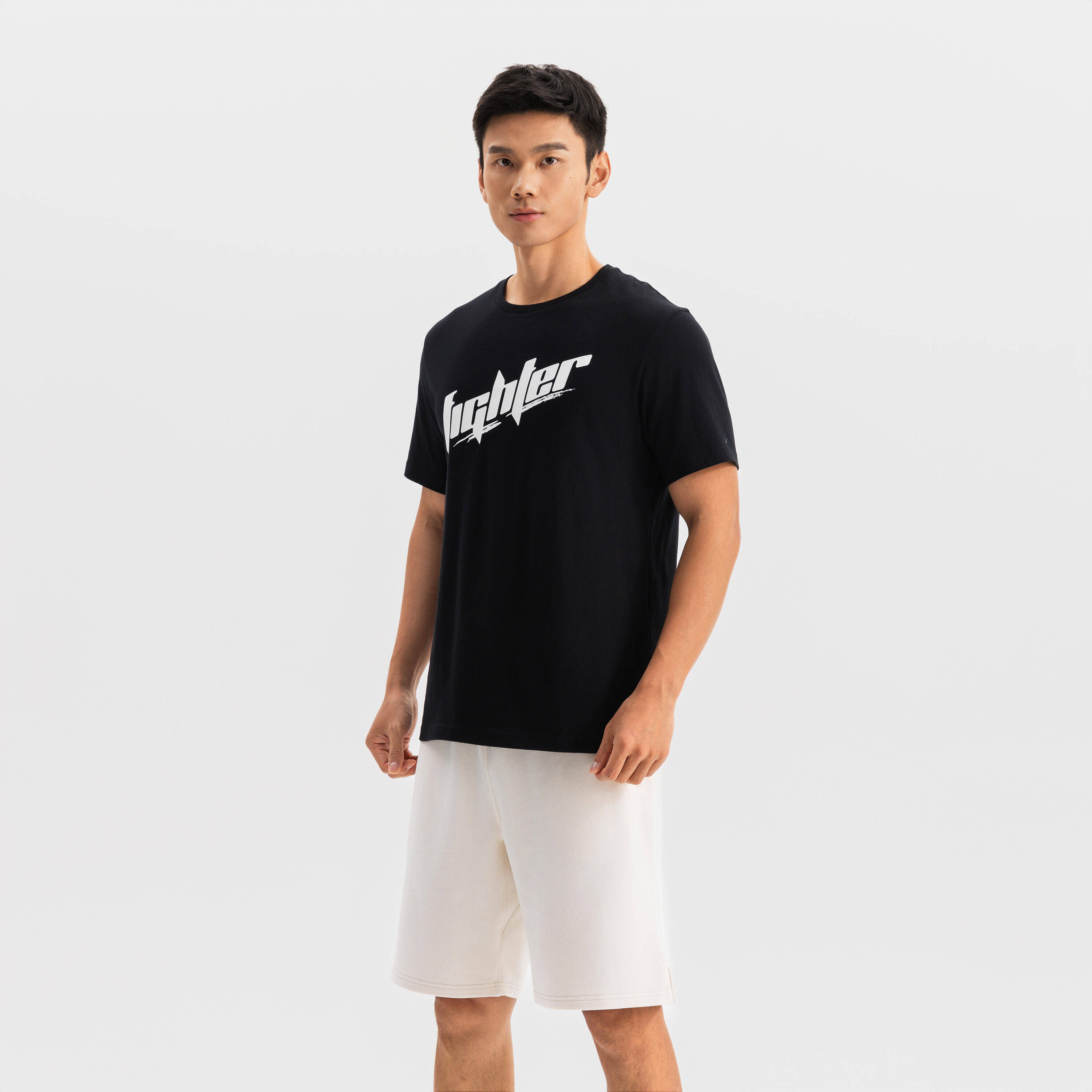 Crew Neck Short Sleeved Regular Fit Cotton Training Men's T-Shirt- Ultra Black -  2