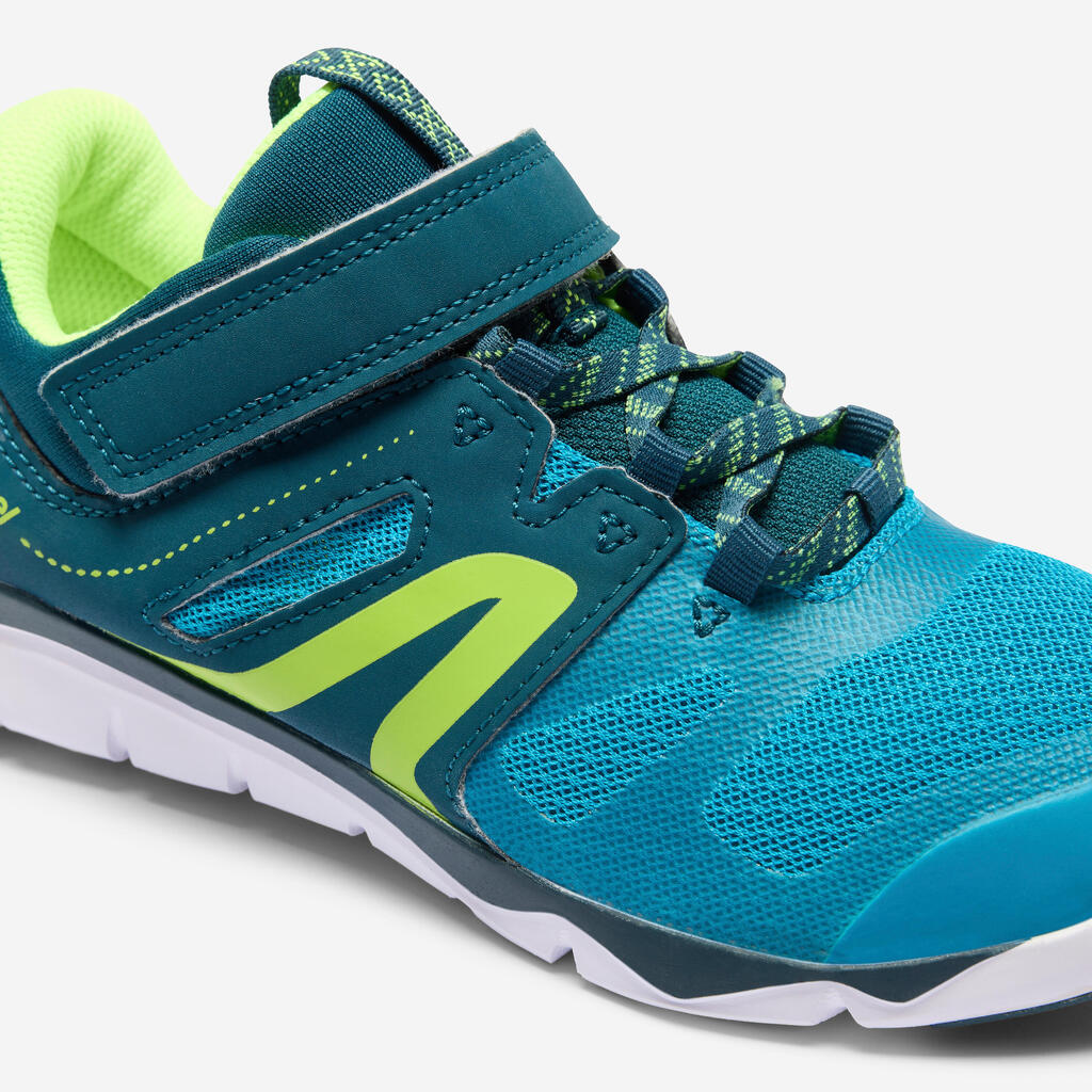 Kids' lightweight and breathable rip-tab trainers, blue/orange