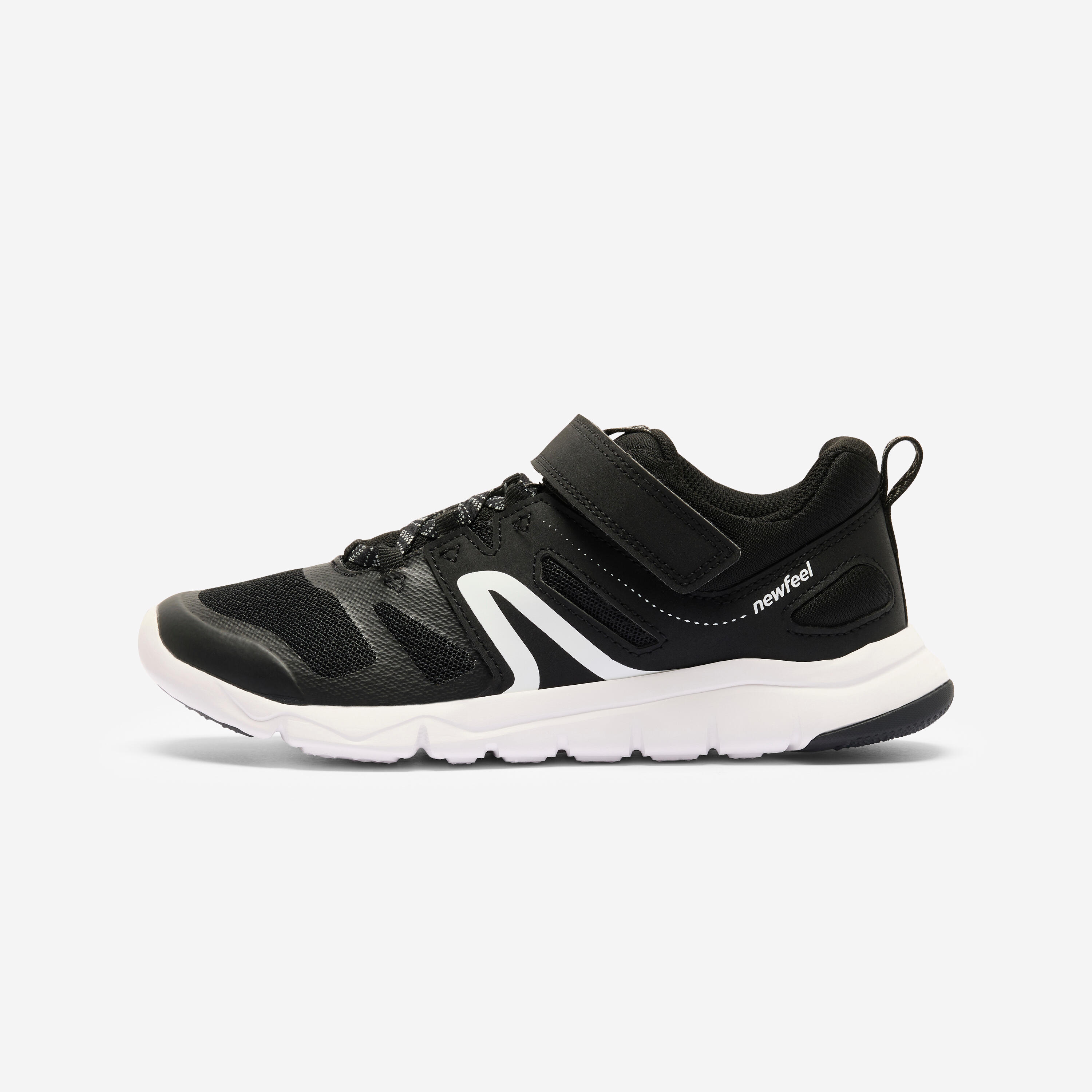 Kids’ lightweight and breathable rip-tab shoes, PW 540 black grey