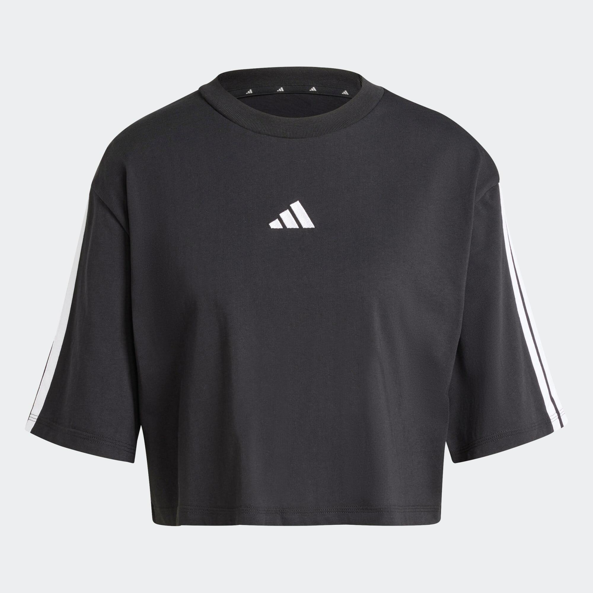 T-shirt nera ADIDAS donna palestra regular fit cotone 6/6