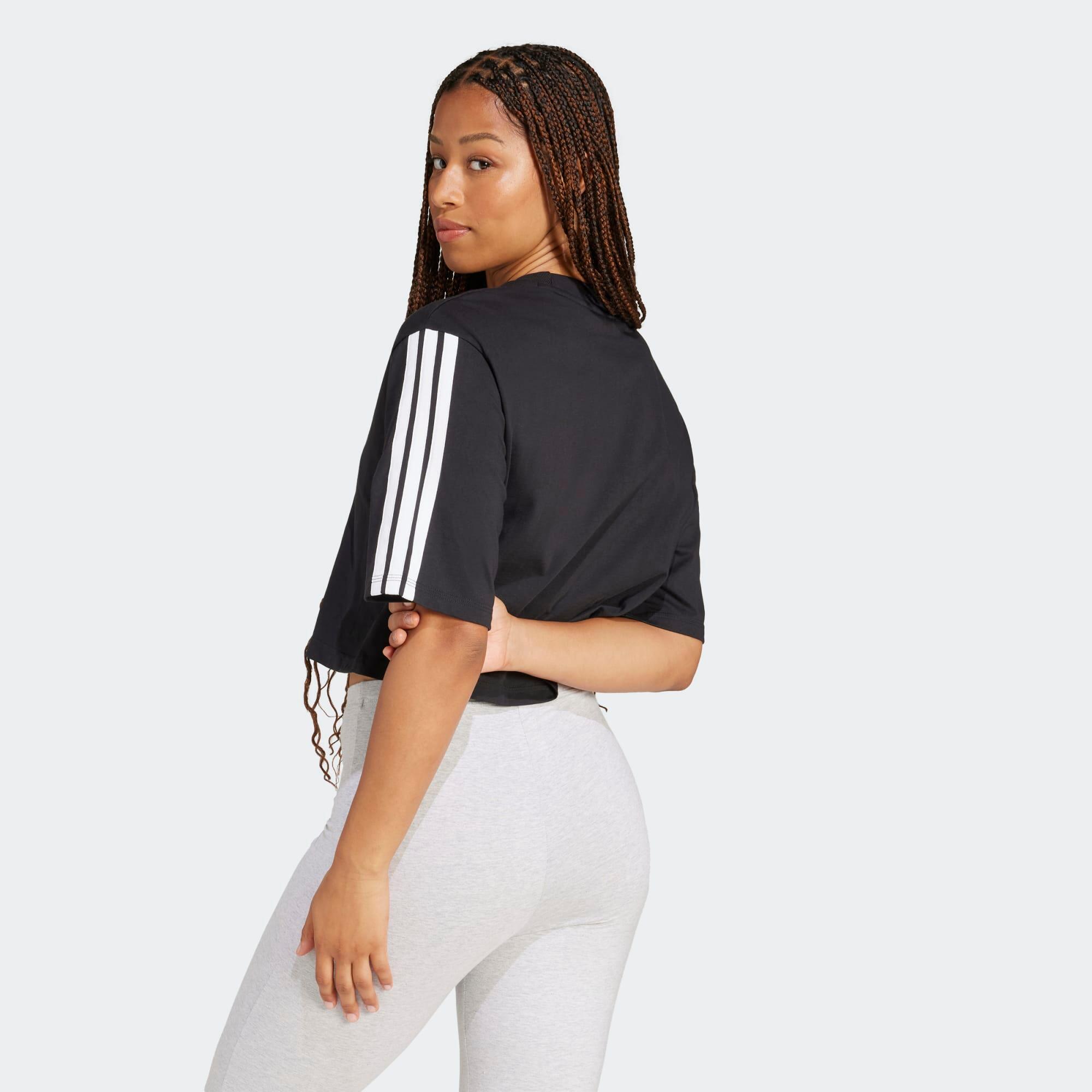 T-shirt nera ADIDAS donna palestra regular fit cotone 2/6