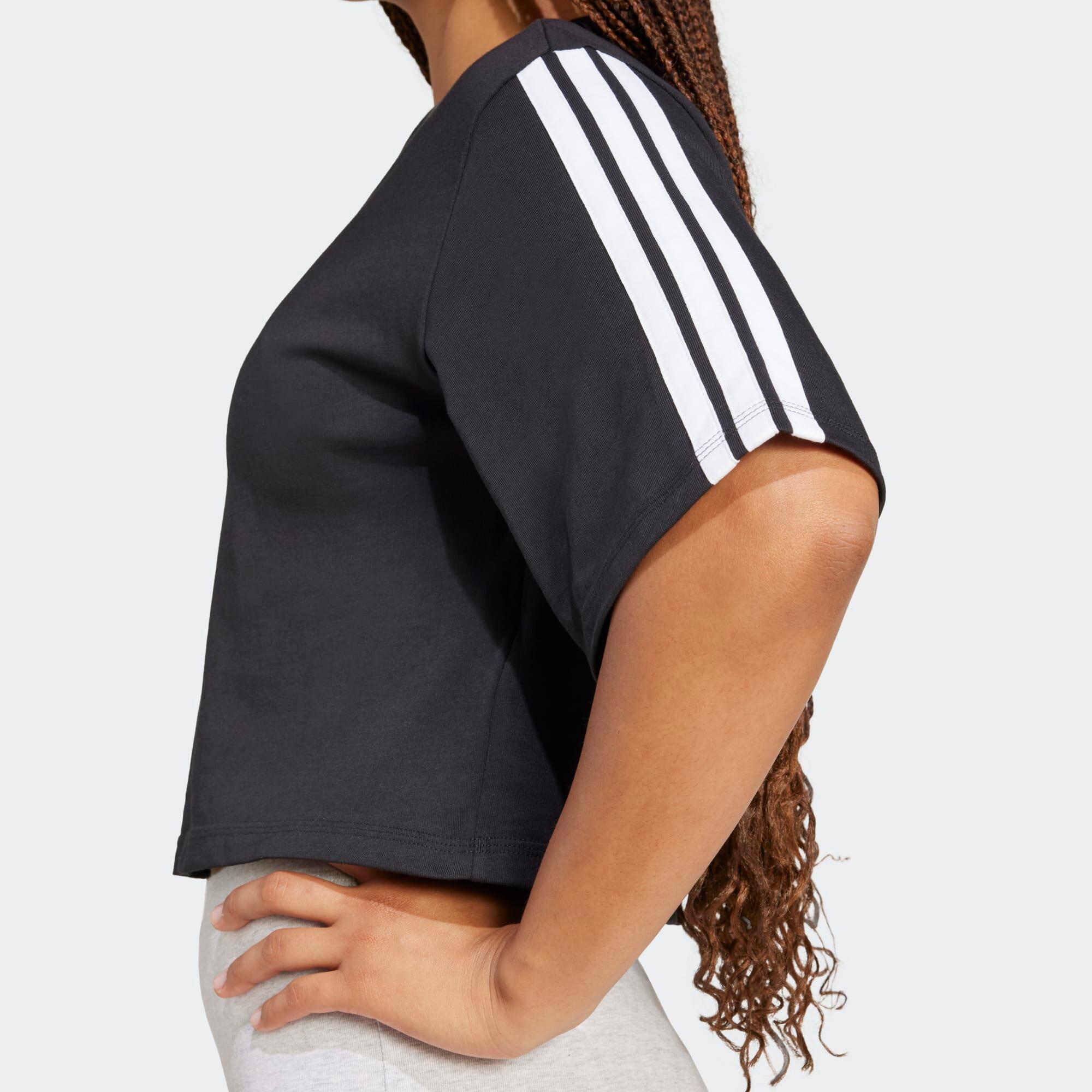T-shirt nera ADIDAS donna palestra regular fit cotone 5/6