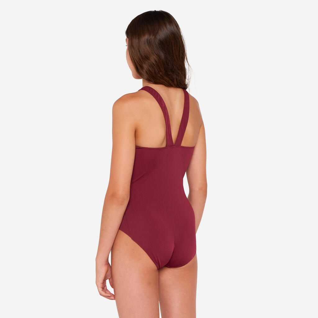 Girls’ swimming 1-piece swimsuit - 100 Vera purple