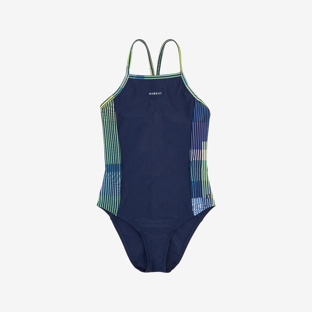 Maillot de bain 1 pièce natation Fille - 500 Kamily anoa bleu foncé