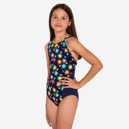 Maillot de bain 1 pièce natation Fille - 500 Kamiye oaoa bleu foncé