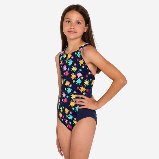 Maillot de bain 1 pièce natation Fille - 500 Kamiye oaoa bleu foncé