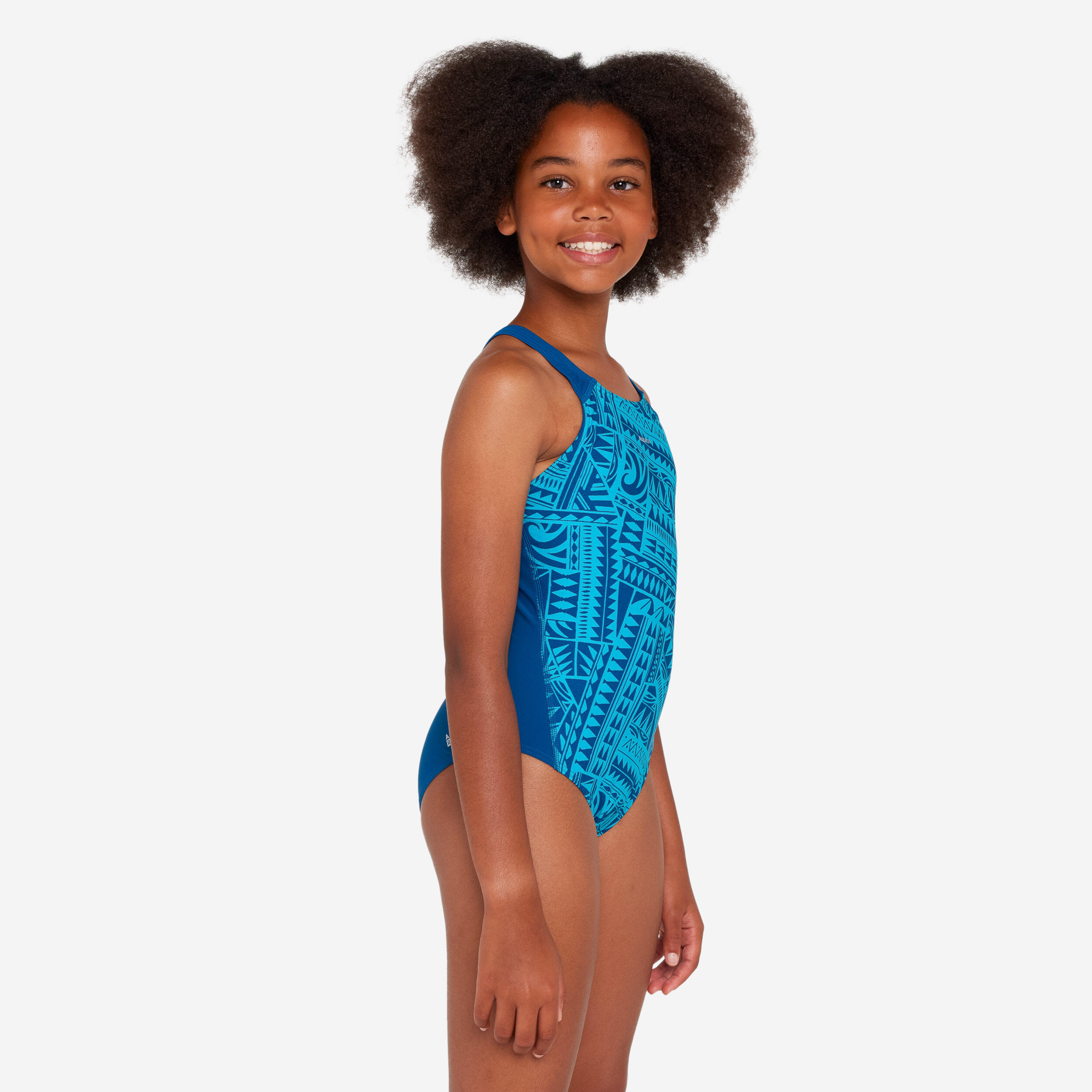 Meisjes badpak voor zwemmen 500 Kamyleon turquoise 3/6