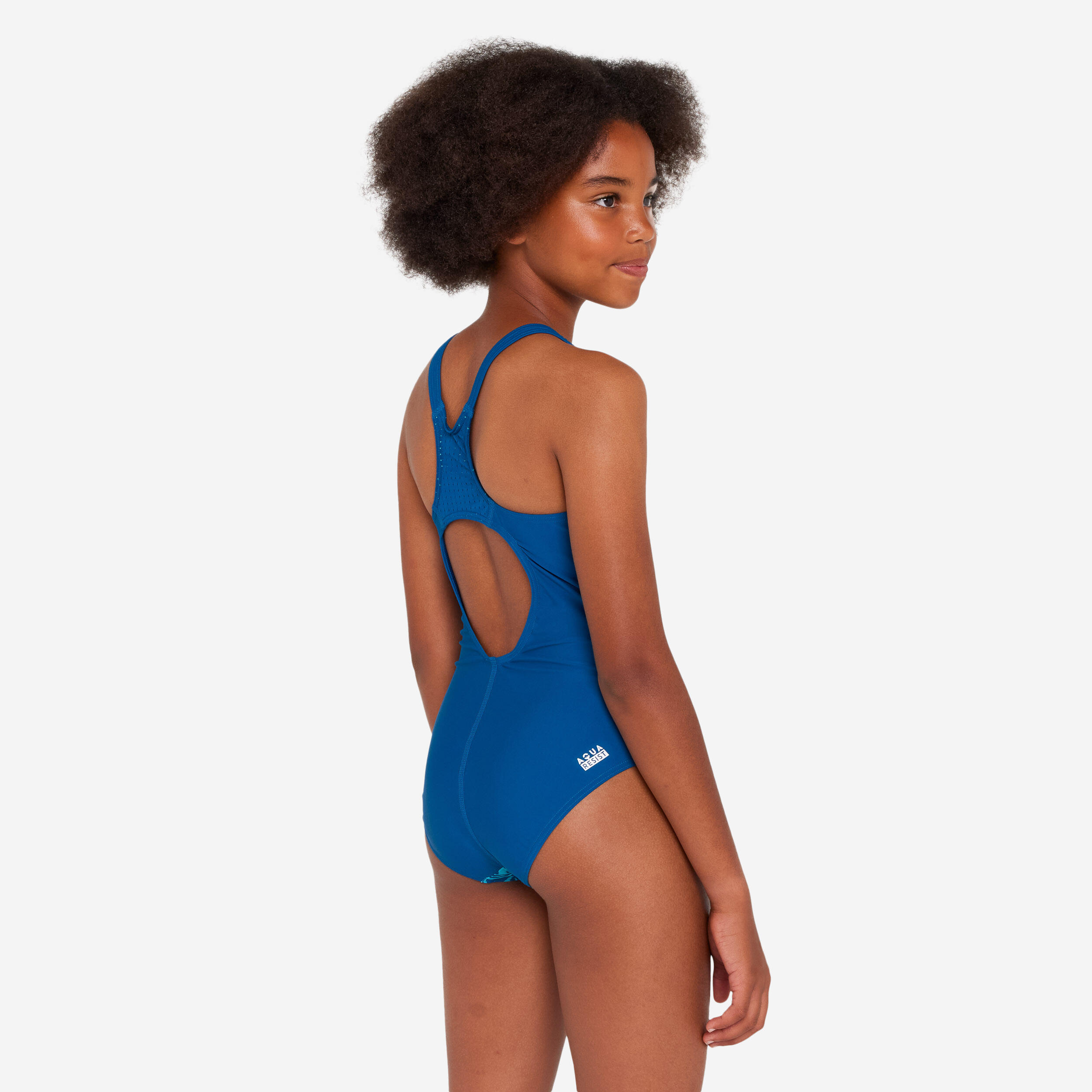 Meisjes badpak voor zwemmen 500 Kamyleon turquoise 4/6