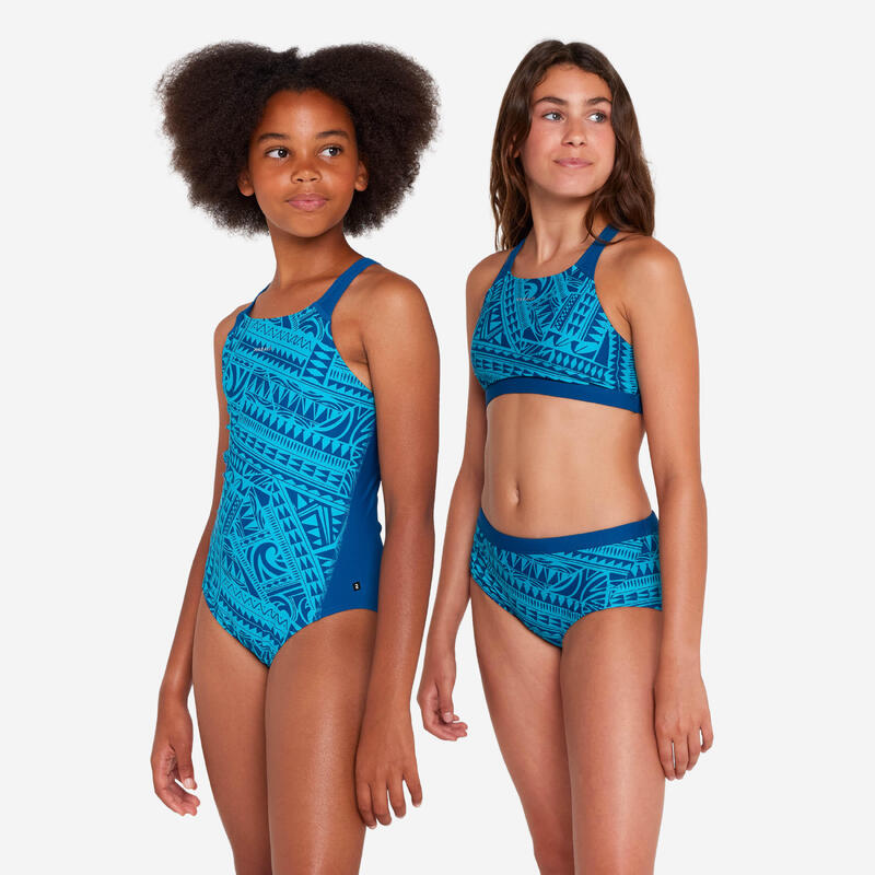 Bas de maillot de bain natation Fille - 500 Kamyleon fatu bleu turquoise