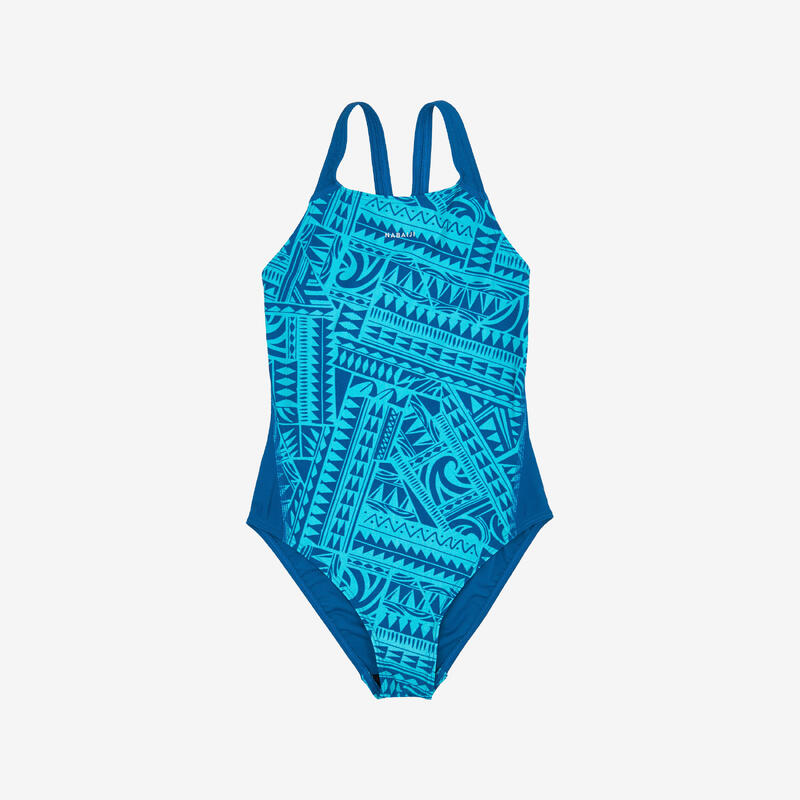 Maillot de bain 1 pièce natation Fille - 500 Kamyleon fatu turquoise