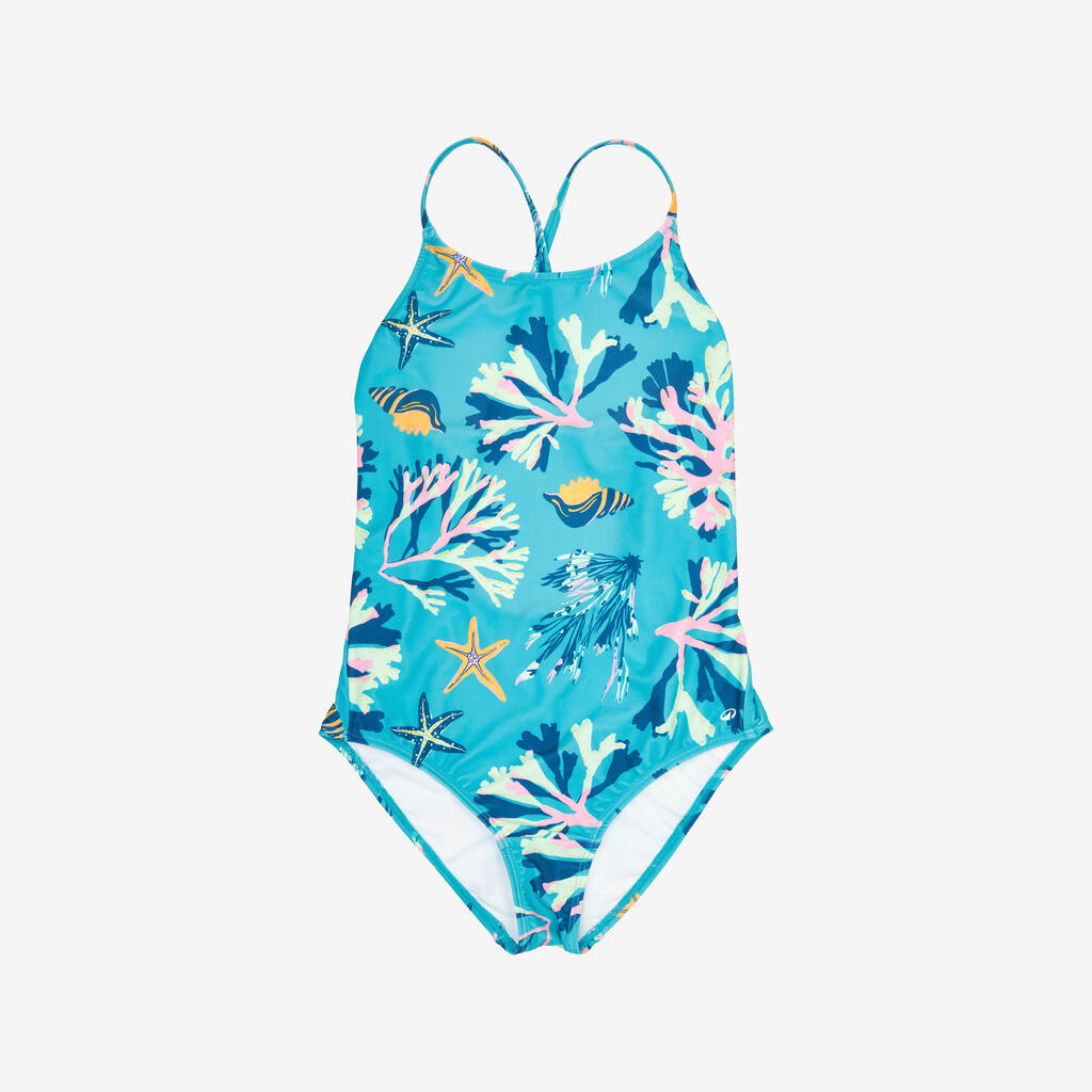 Maillot de bain 1 pièce natation Fille - 100 Lila ataa pupu turquoise