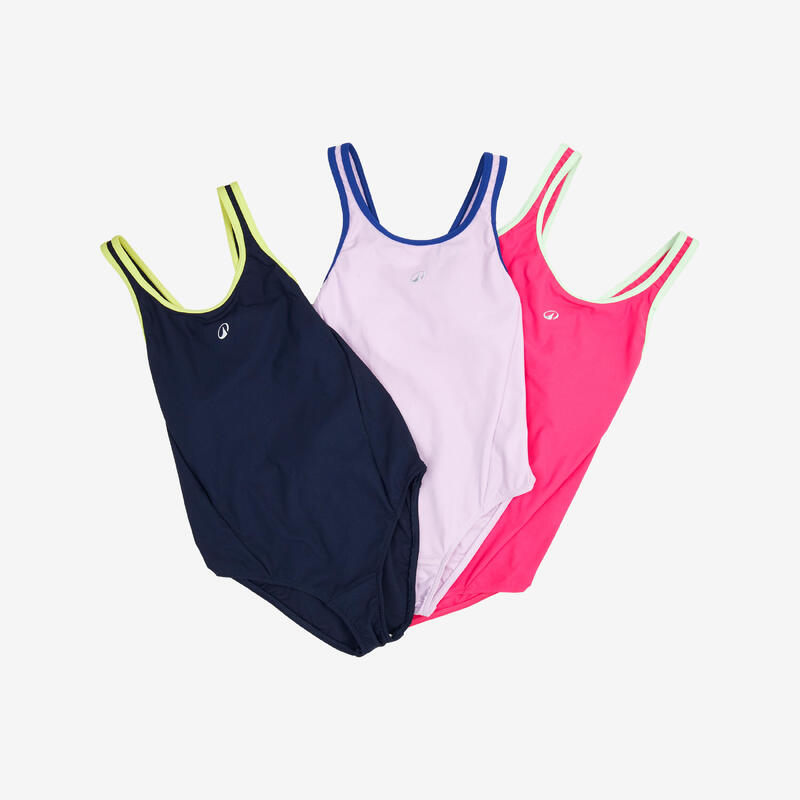 Maillot de bain 1 pièce natation Fille - 500 Olga mauve