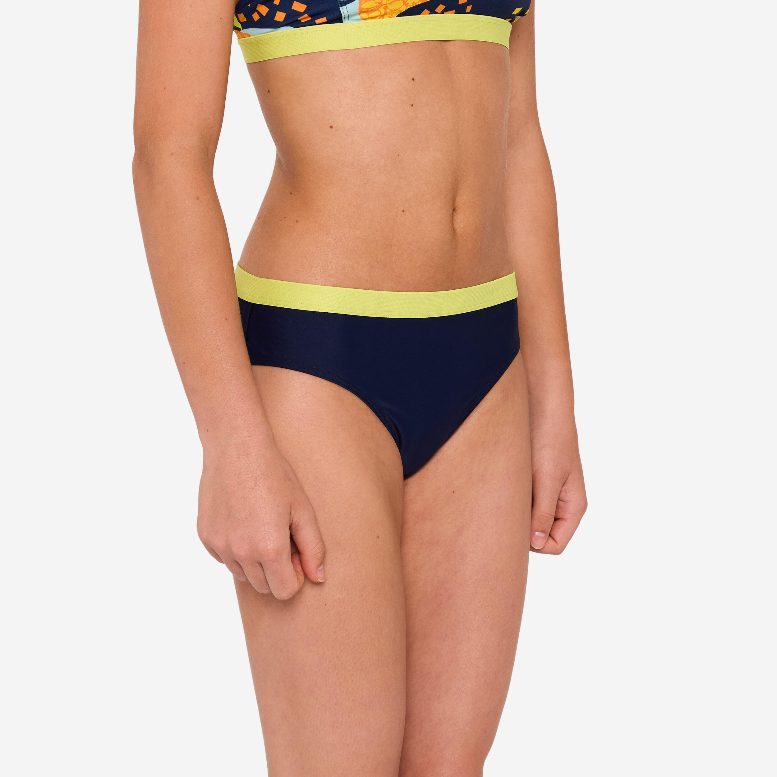 Bikinibroekje voor meisjes 100 Vega, navy/geel 3/6
