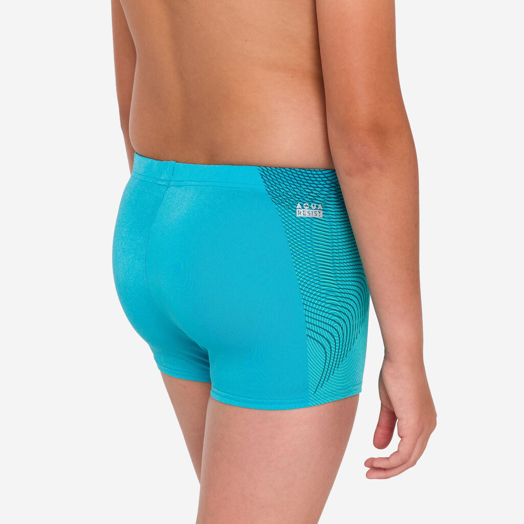 Boy’s swimming briefs - 500 Fitib shark black blue
