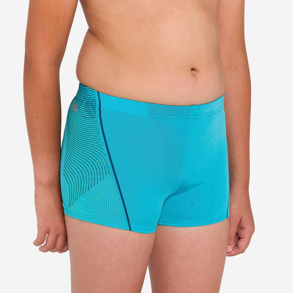 Boy’s swimming briefs - 500 Fitib shark black blue