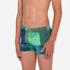 Boys' swimming boxer shorts - 500 Fitib yellow blue green