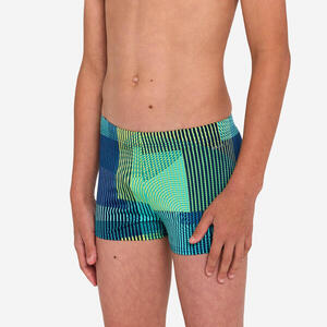 Bañador Bóxer Natación 500 Fitib Niño Amarillo/Azul/Verde