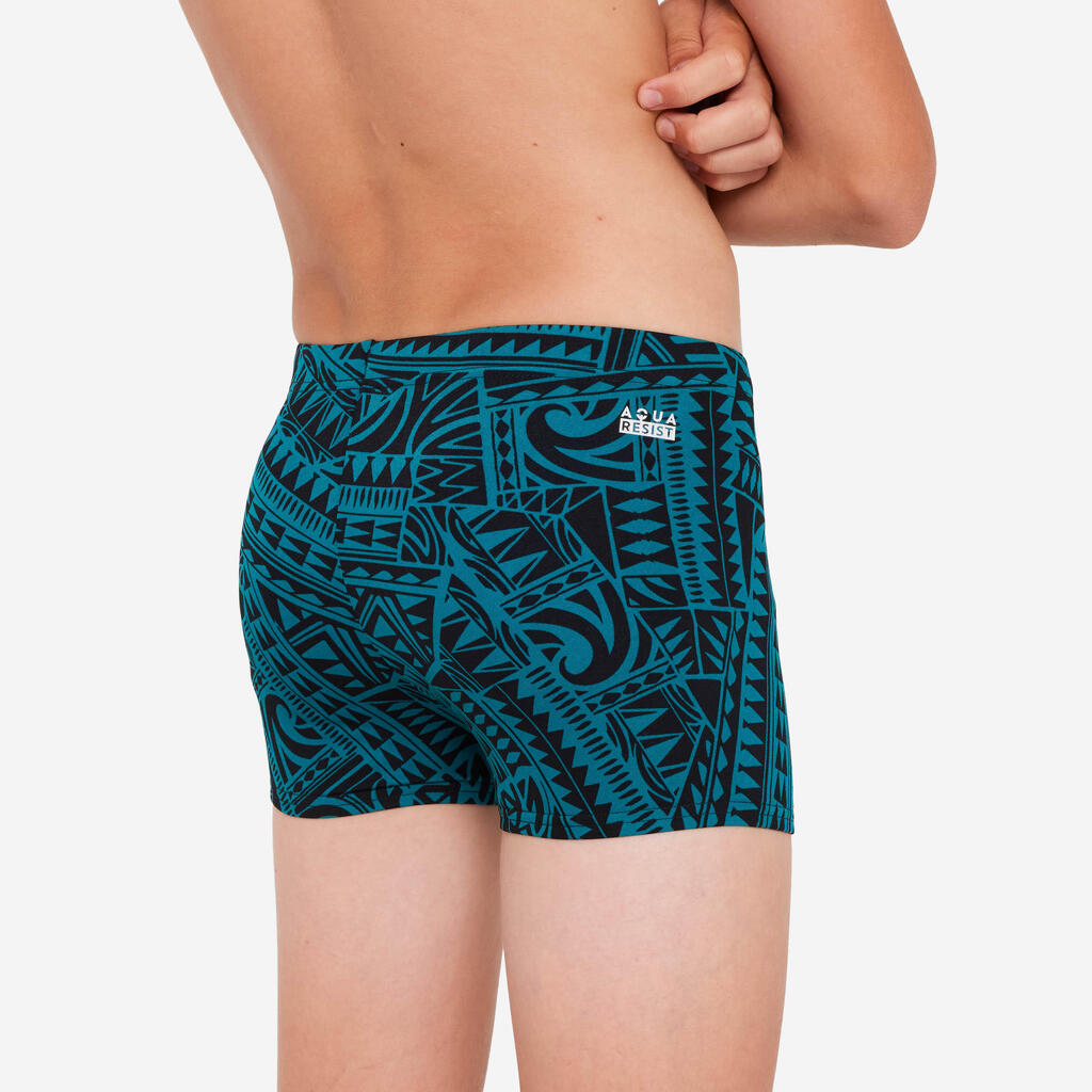 Boys' swimming boxer shorts - 500 Fitib fatu green