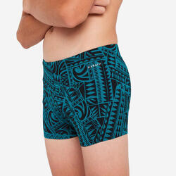 Maillot boxer de bain natation Garçon - 500 Fitib fatu vert