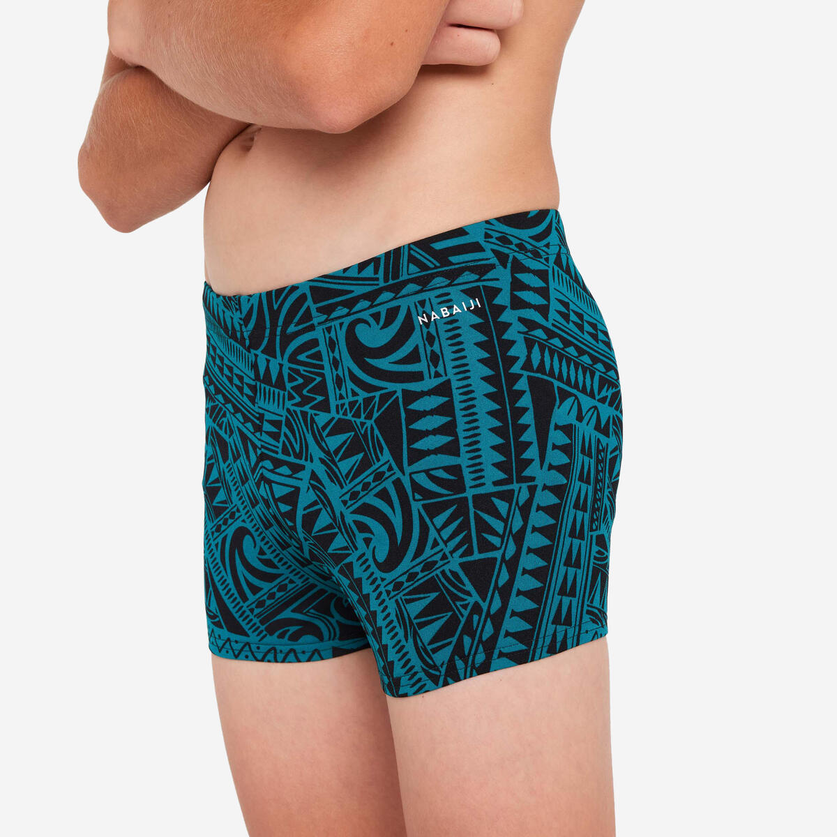 Maillot boxer de bain natation Garçon - 500 Fitib fatu vert