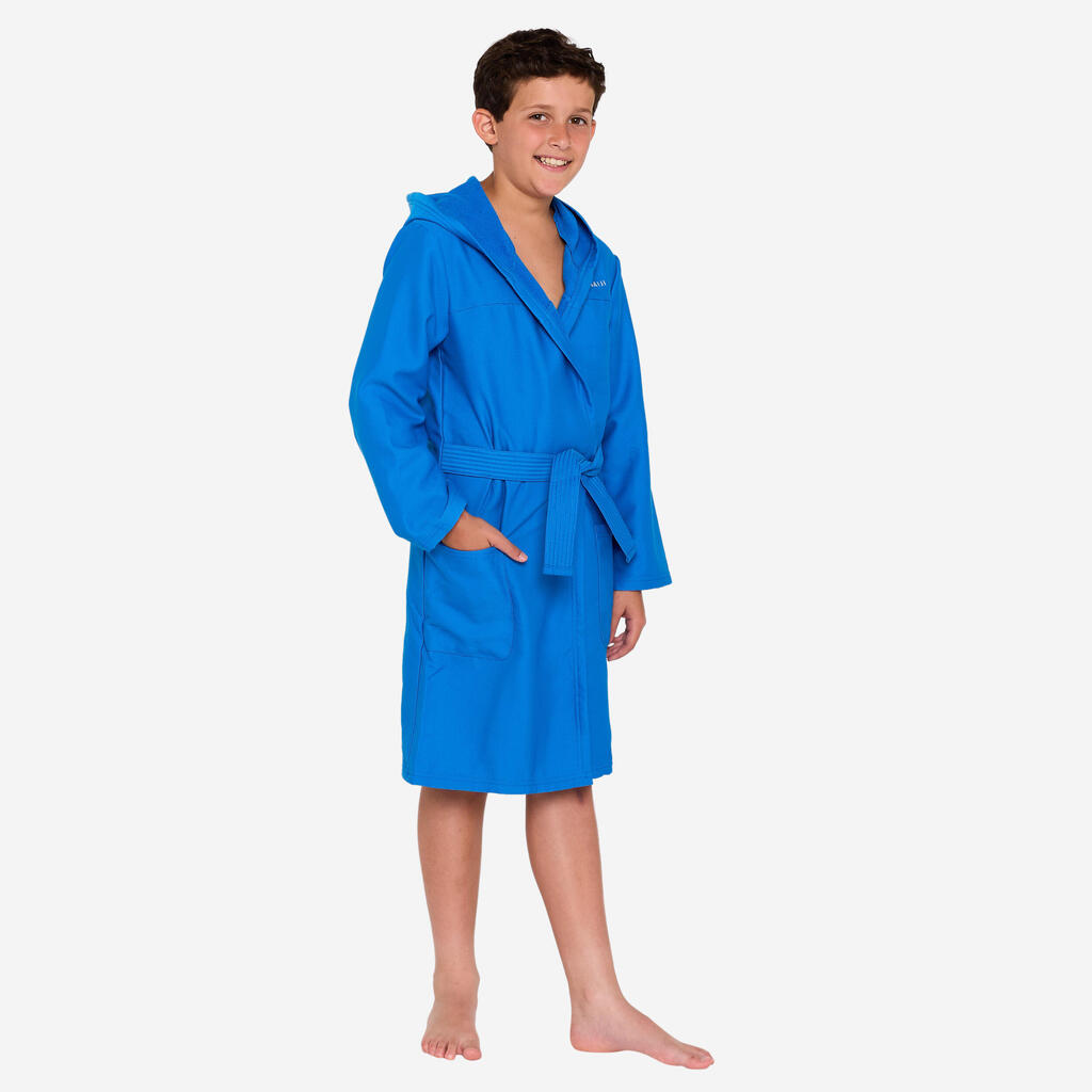 Peignoir de bain compact enfant à capuche en microfibre bleu clair