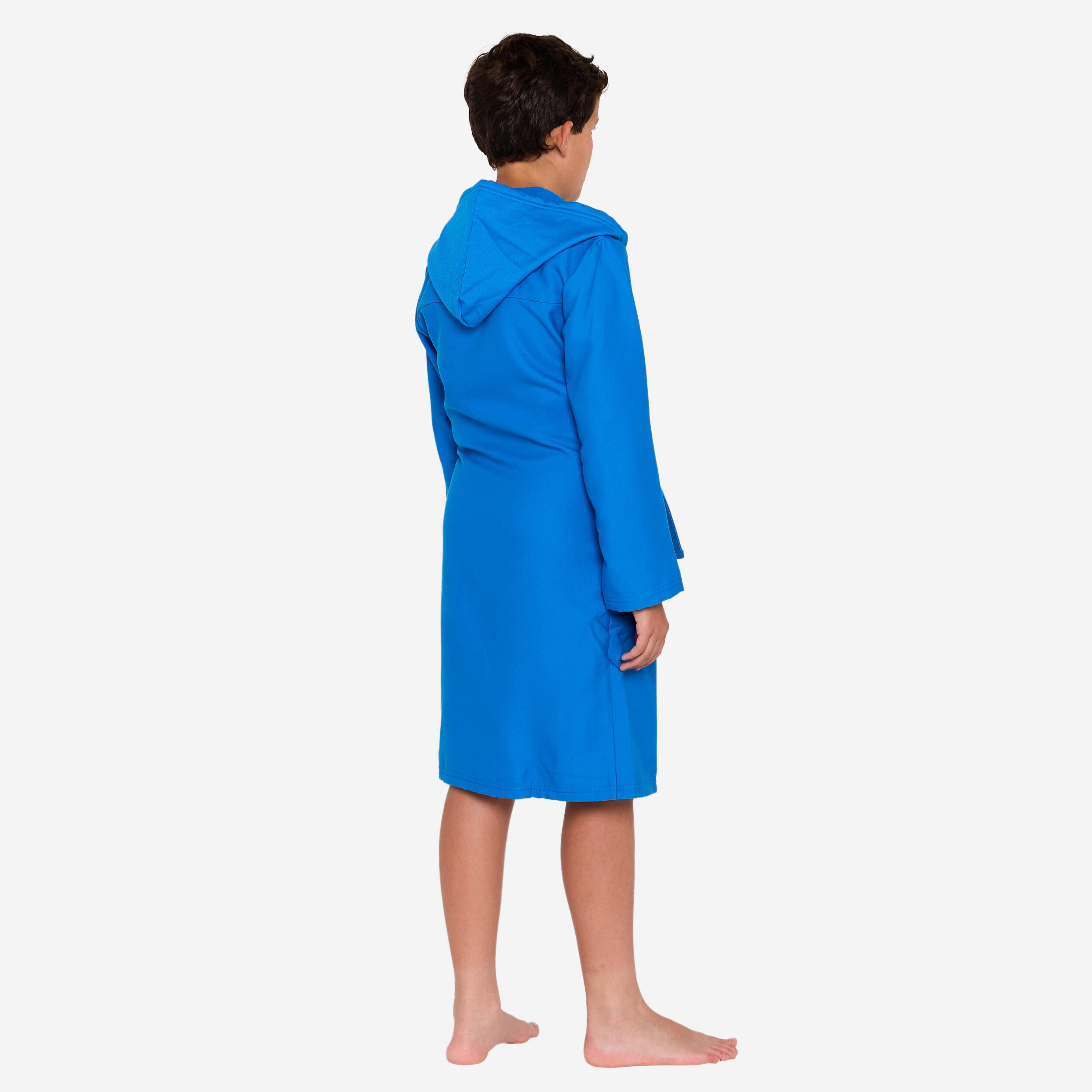 Bademantel Mikrofaser Kinder kompakt Kapuze - hellblau  2/3