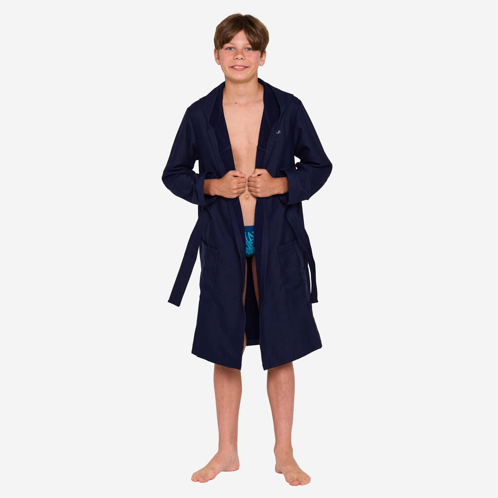 Peignoir de bain compact enfant à capuche en microfibre bleu clair