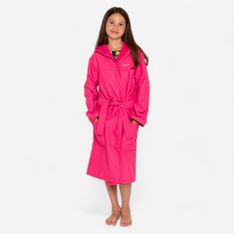 Peignoir de bain compact enfant à capuche en microfibre rose