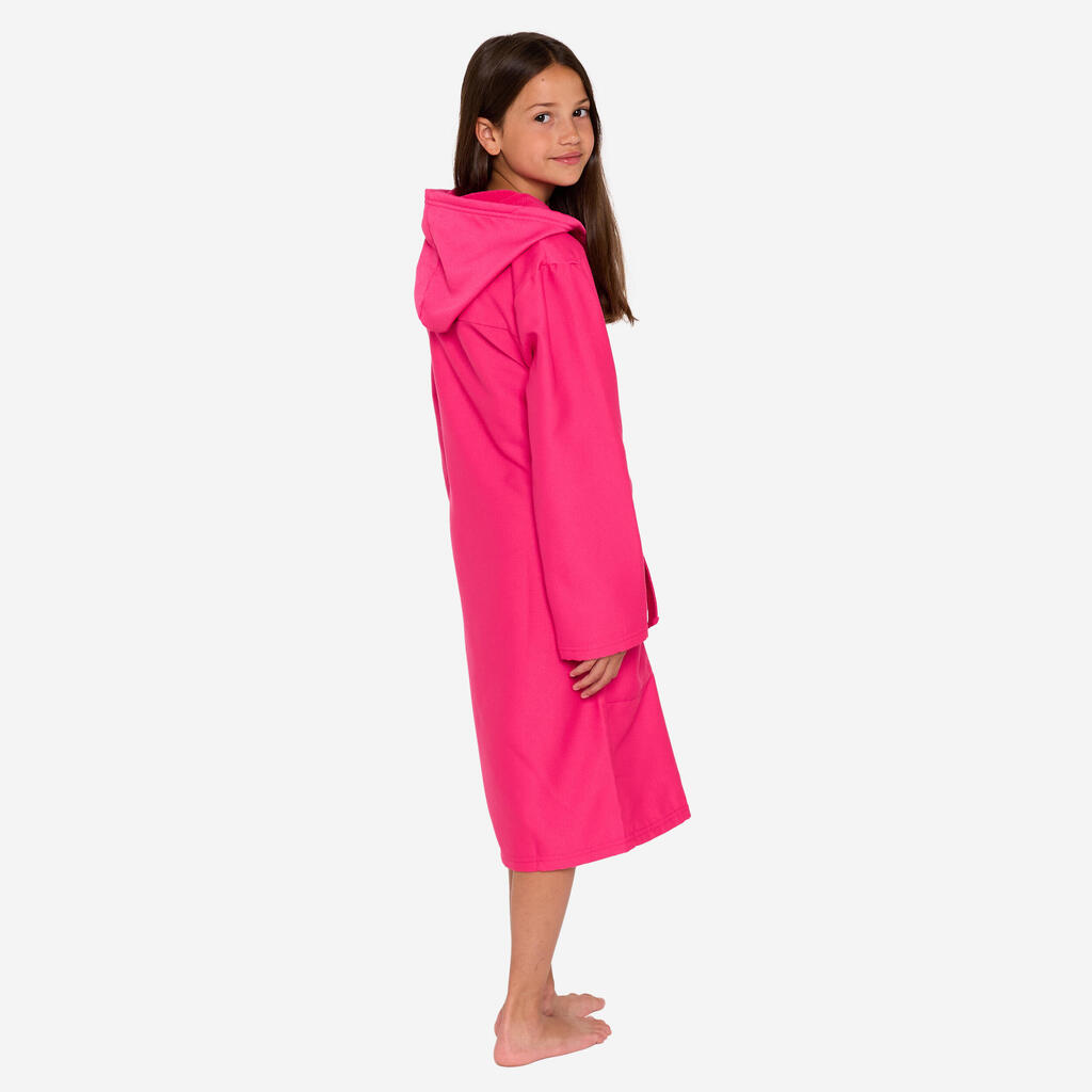 Peignoir de bain compact enfant à capuche en microfibre bleu clair