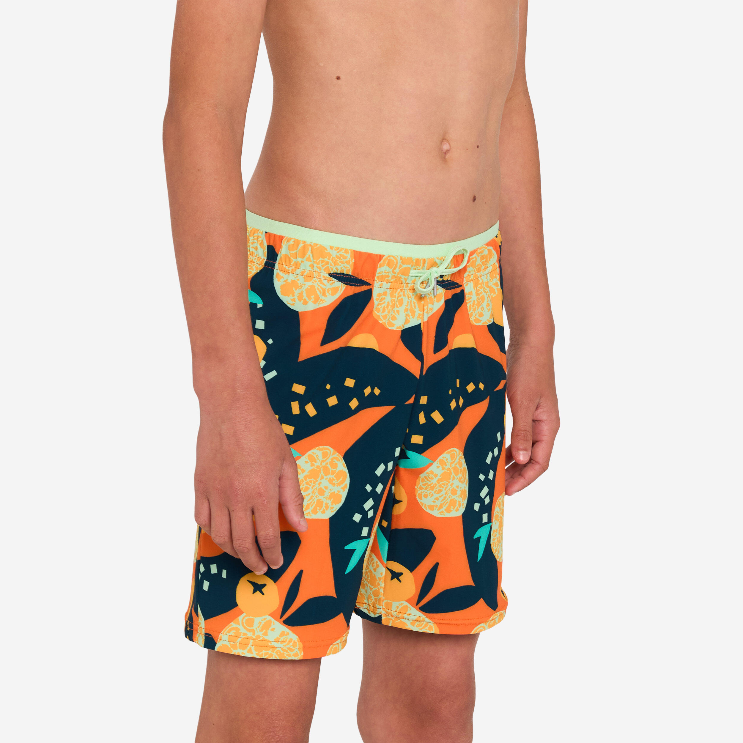 Short de bain long natation Garçon - 100 Hotu orange 5/8