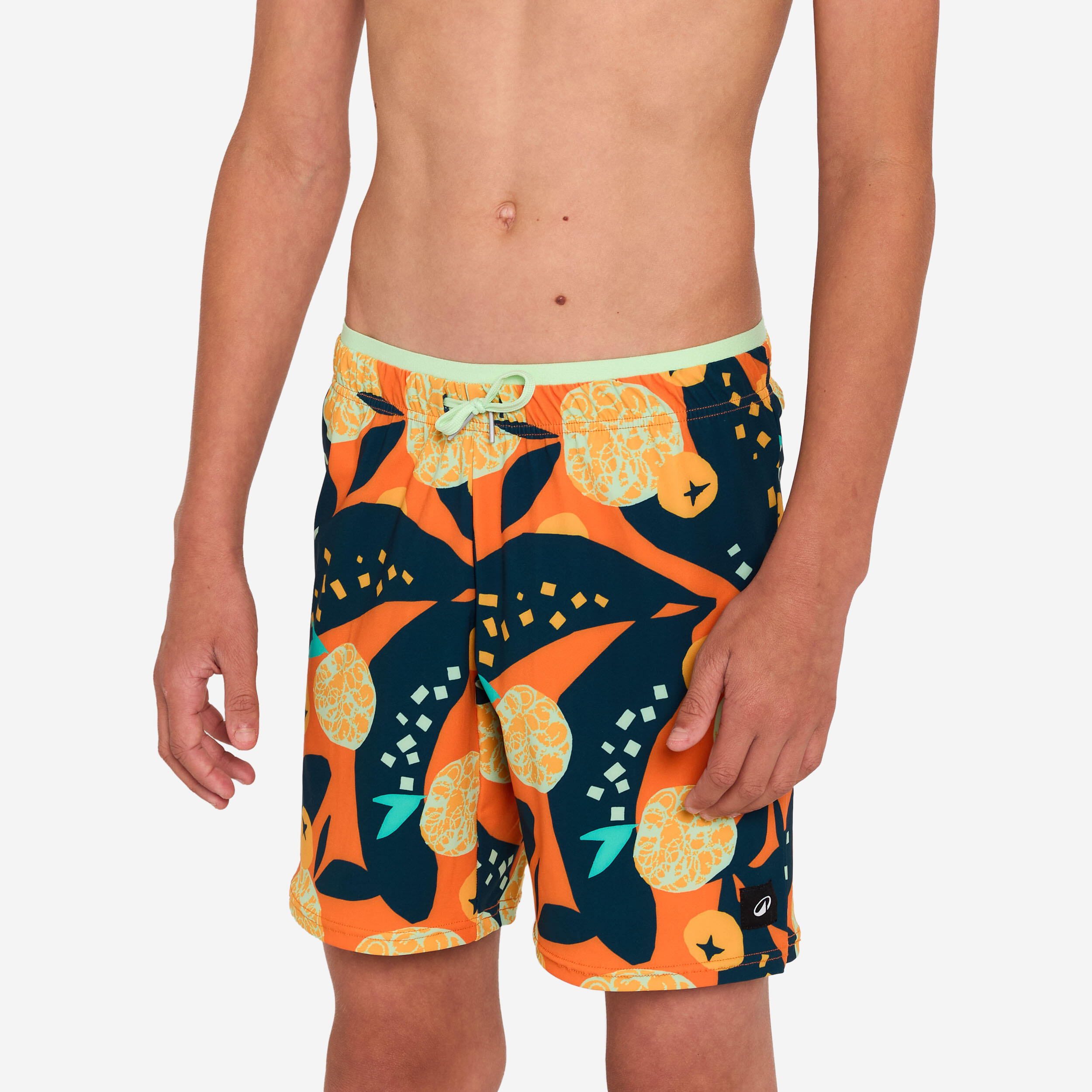 Boys’ swimming long swim shorts - 100 Hotu orange