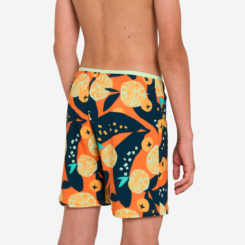Short de bain long natation Garçon - 100 Hotu orange