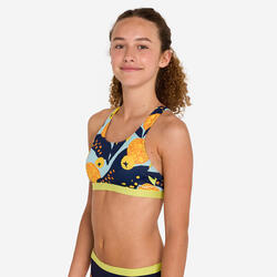 Haut de maillot de bain natation Fille - 100 Vega hotu orange vert