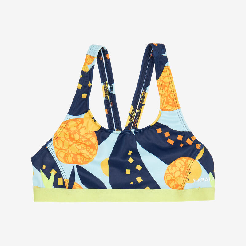 Haut de maillot de bain natation Fille - 100 Vega hotu orange vert