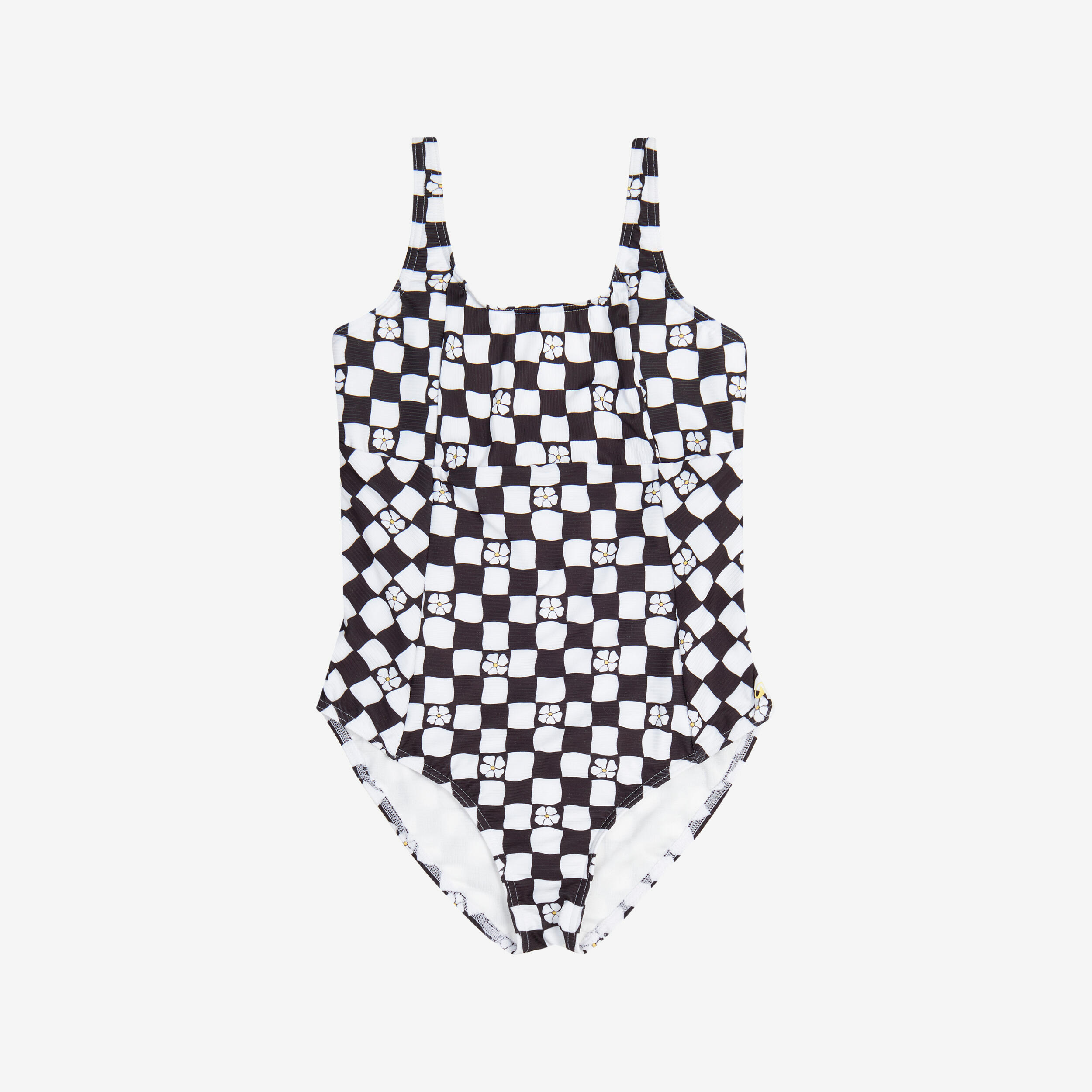 Maillot de bain une pièce surf texturé réglable Fille - 500 Elea noir et blanc 6/6