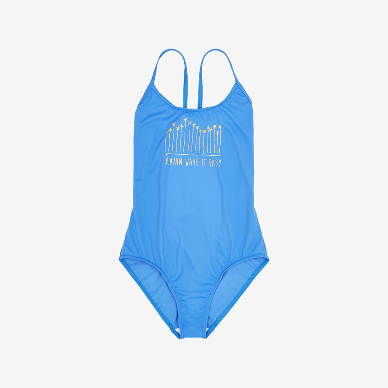 Maillot 1 pièce surf Fille - Hiloe bleu