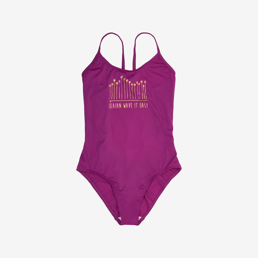 Maillot 1 pièce surf Fille - Hiloe violet