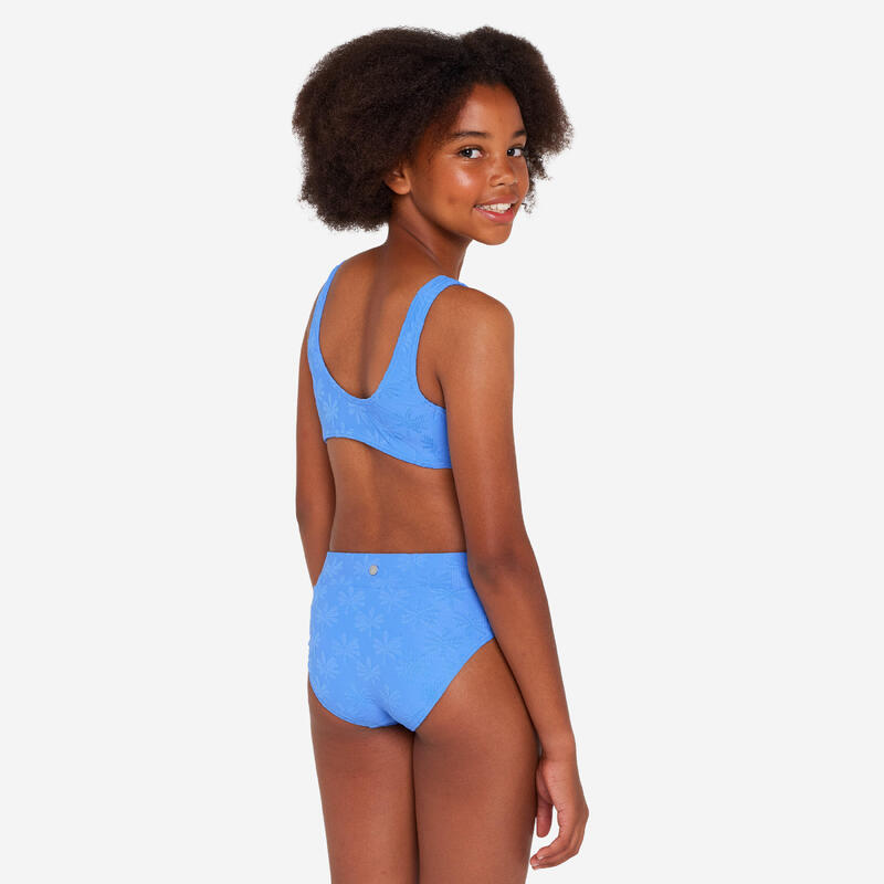 Costum de baie 2 piese surf bustieră talie înaltă 500 Lao Miami Lavandă Fete
