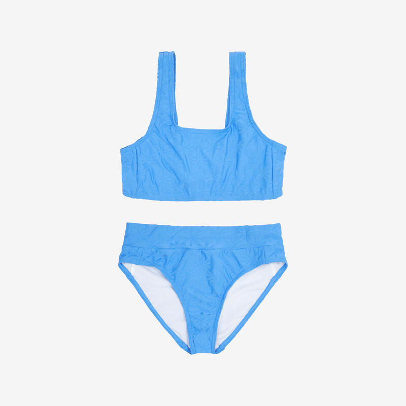 Costum de baie 2 piese surf bustieră talie înaltă 500 Lao Miami Lavandă Fete
