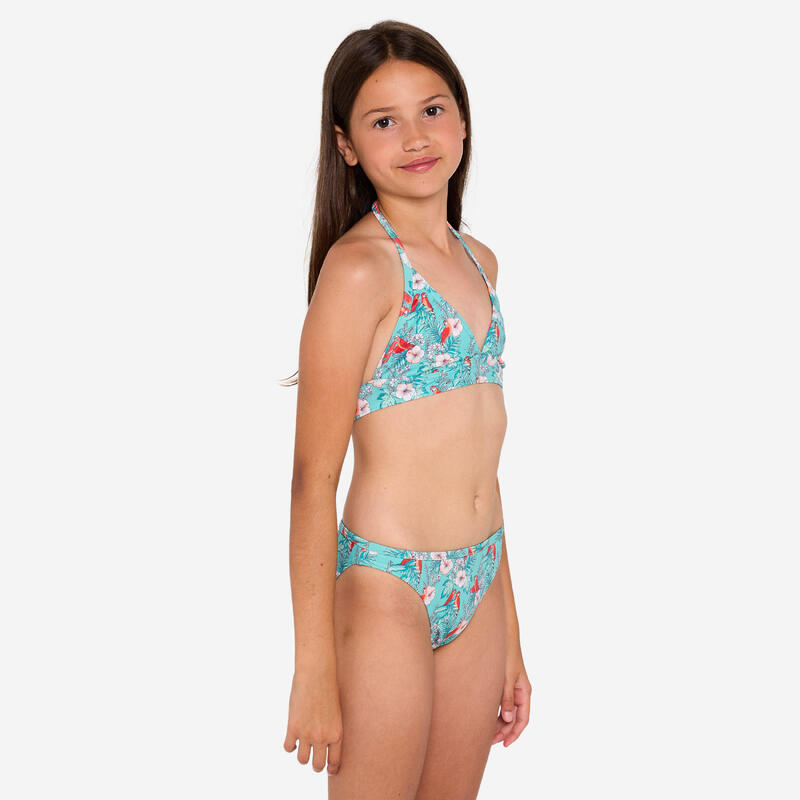 Costum de baie 2 piese surf Imprimeu floral Tali turcoaz Fete