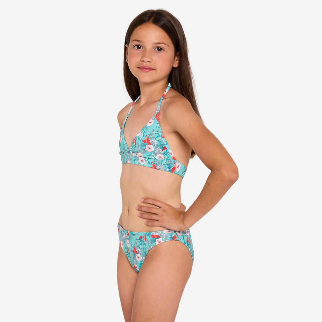 Girl’s 2-piece surf swimsuit floral - Tali turquoise
