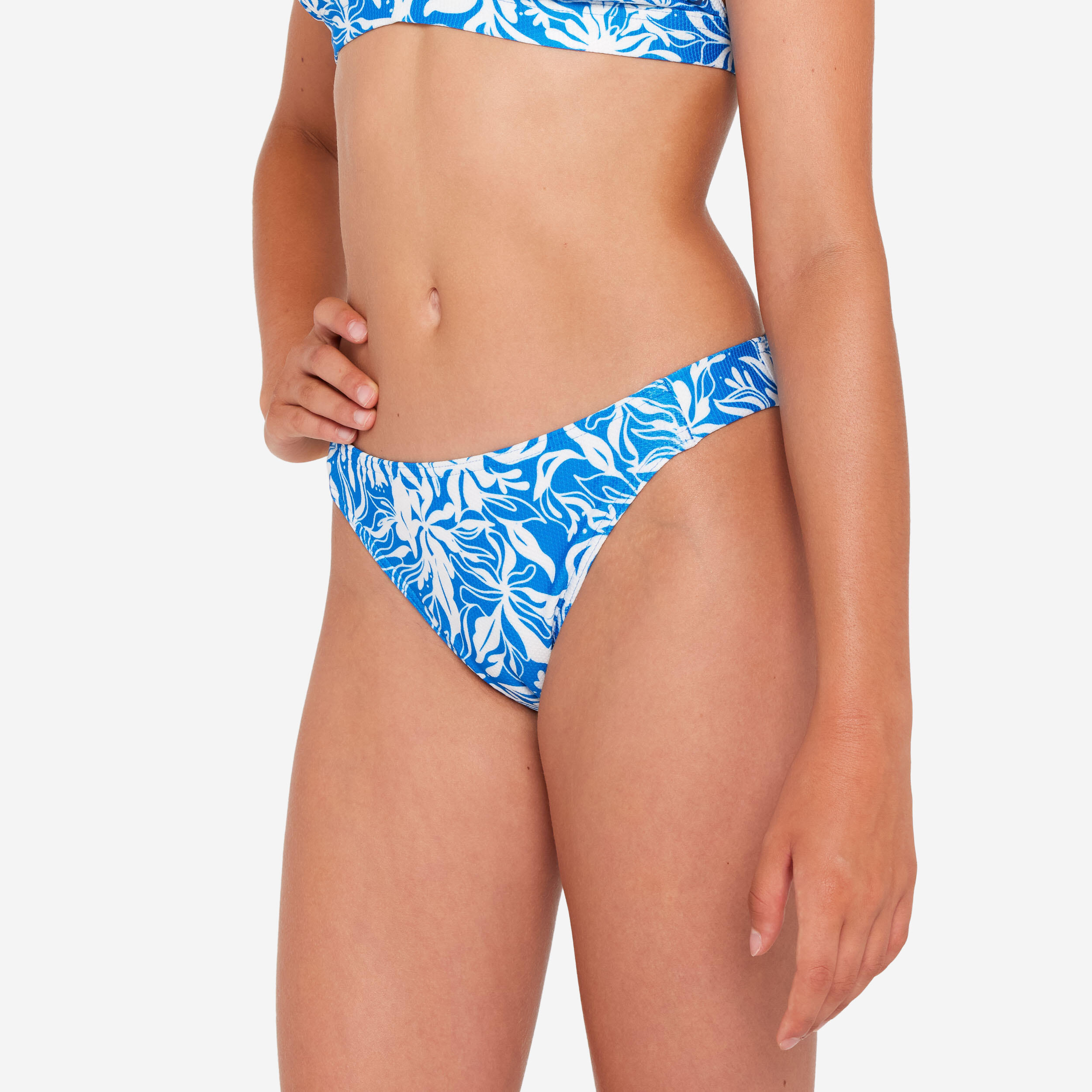 Cueca de bikini de surf menina - bruna azul e branco