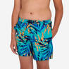 Boys’ surfing swim shorts with pockets - 100 Shadow palm turquoise
