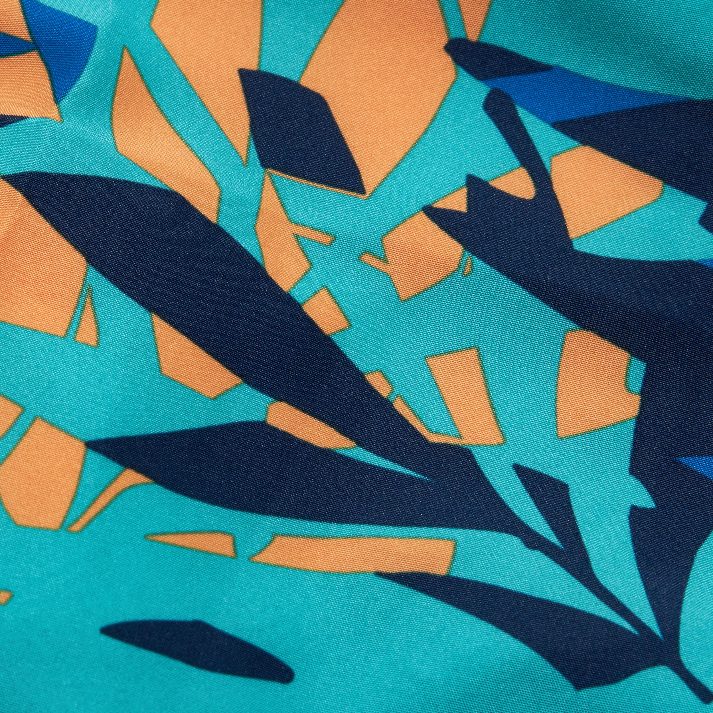 Boardshort voor surfen jongens 100 Shadow palm turquoise 5/6